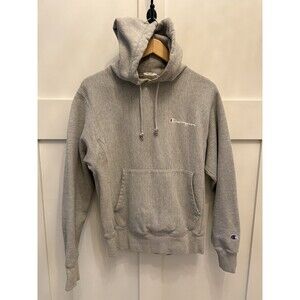 Men’s Gray Champion Reverse Weave Thick Hoodie Sweatshirt Grey Size Small